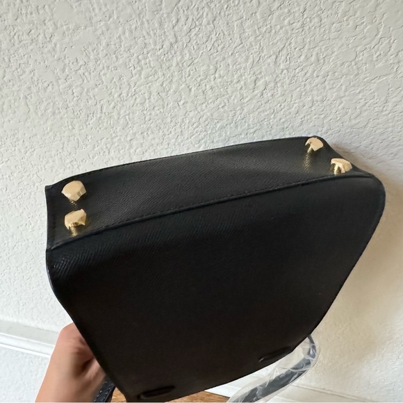 *READ Black Epsom Leather Mini Sport Bag Belted Front Structured Crossbody B8 - Picture 8 of 15